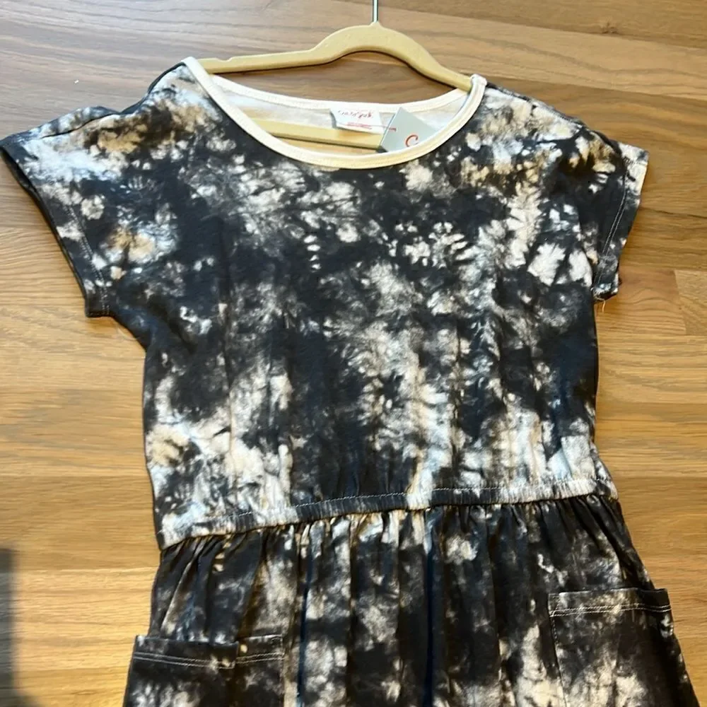 Cat & Jack Black and White Tie Dye Dress w/ Pockets NWT